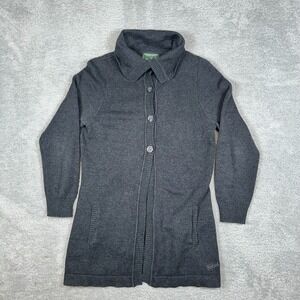 Woolrich Women's Large‎ Wool Knit Button Up Gray Cardigan Sweater long Sleeve
